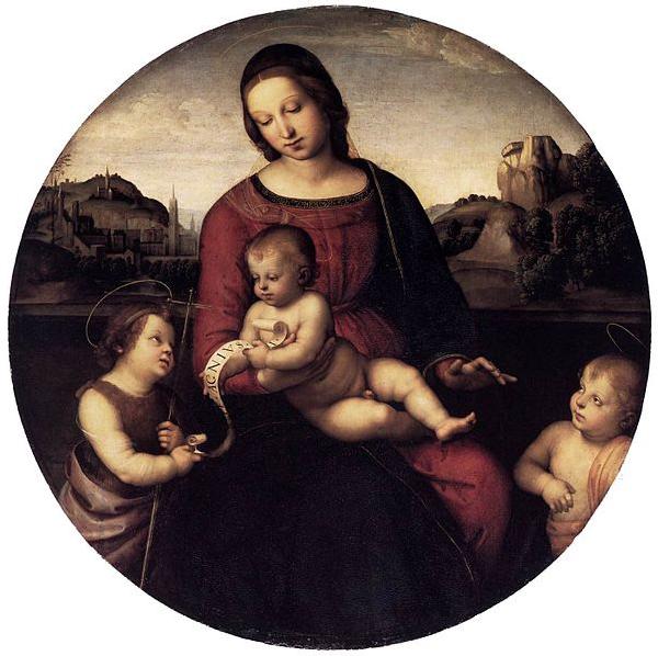 RAFFAELLO Sanzio Maria mit Christuskind und zwei Heiligen, Tondo Germany oil painting art